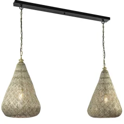 2-Lichts eettafelhanglamp mat goud/zwart oriental>Straluma Sale