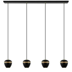 4-Lichts eettafelhanglamp mat zwart met goud>Straluma Clearance