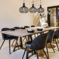 3-Lichts eettafelhanglamp onion mat zwart><noscript><img width=