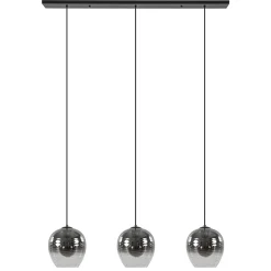 3-Lichts eettafelhanglamp smoke/helder glas>Straluma Clearance