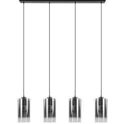 4-Lichts eettafelhanglamp smoke glas met verloop>Straluma New