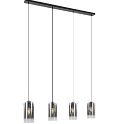 4-Lichts eettafelhanglamp smoke glas met verloop>Straluma New