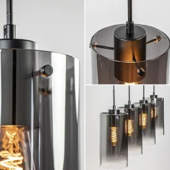4-Lichts eettafelhanglamp smoke glas met verloop><noscript><img width=