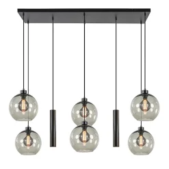 8-Lichts eettafelhanglamp smoke glas + GU10 spots>Straluma New