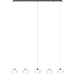 5-Lichts hanglamp chroom met helder glas en dimbaar LED>Straluma Outlet