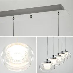 5-Lichts hanglamp chroom met helder glas en dimbaar LED><noscript><img width=