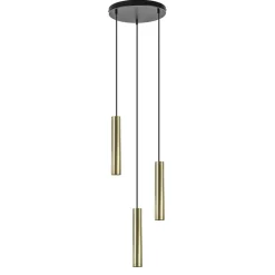 3-Lichts hanglamp cilinders mat zwart met goud rond>Straluma Hot