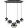 5-Lichts hanglamp ovaal mat zwart met titanium glas>Straluma Outlet