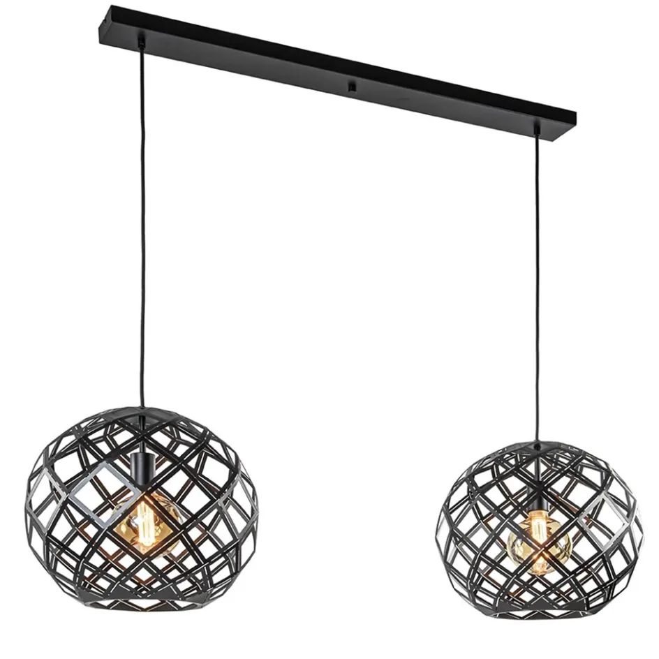 2-Lichts hanglamp Scandinavisch/landelijk mat zwart>Straluma Best