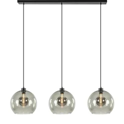 3-Lichts hanglamp zwart met smoke glas>Straluma Discount