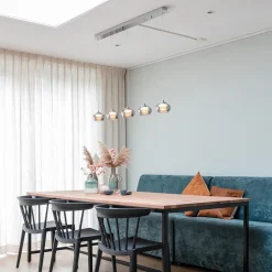 5-Lichts LED eettafelhanglamp smoke glas dimbaar><noscript><img width=