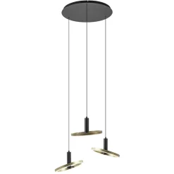 3-Lichts LED hanglamp ringen rond zwart/goud dimbaar>Straluma Hot