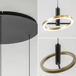 3-Lichts LED hanglamp ringen rond zwart/goud dimbaar><noscript><img width=