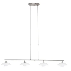 4-Lichts LED hanglamp staal met witte schotels dimbaar>Straluma New