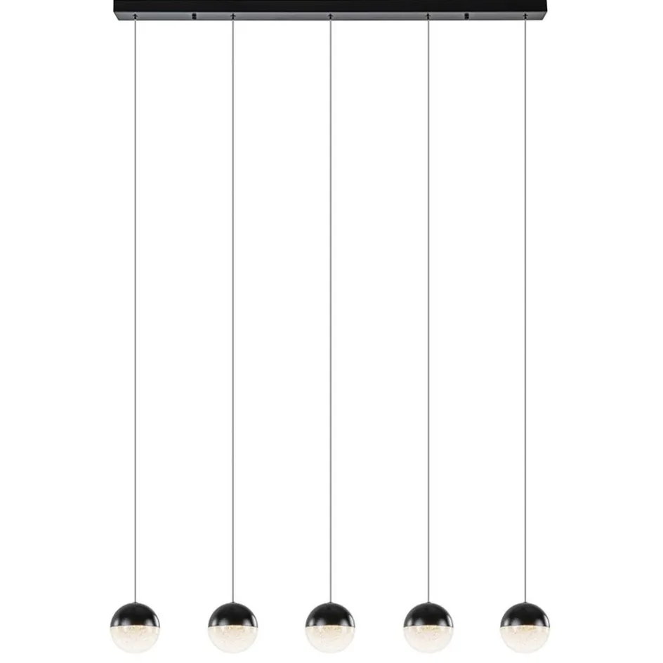 5-Lichts LED hanglamp zwart met diamant zand 3-standen dimbaar>Straluma Sale