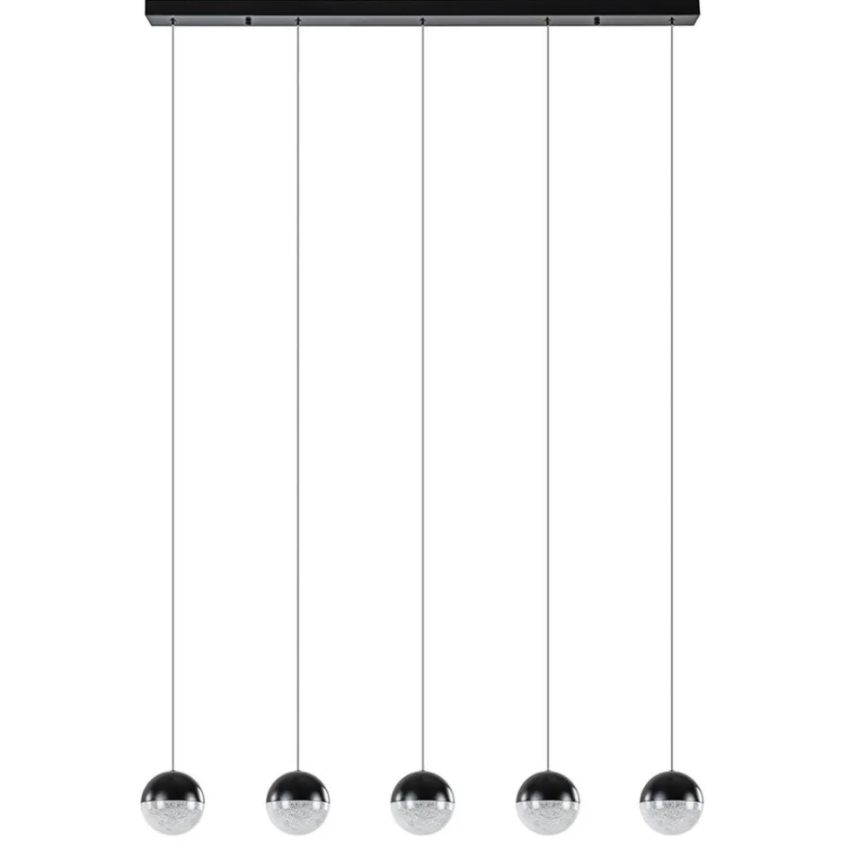 5-Lichts LED hanglamp zwart met diamant zand 3-standen dimbaar>Straluma Sale