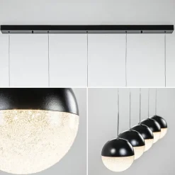 5-Lichts LED hanglamp zwart met diamant zand 3-standen dimbaar><noscript><img width=