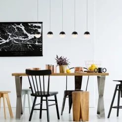 5-Lichts LED hanglamp zwart met diamant zand 3-standen dimbaar><noscript><img width=