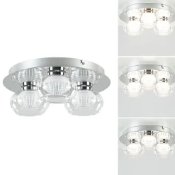 3-Lichts LED plafondlamp chroom met helder glas>Straluma Sale