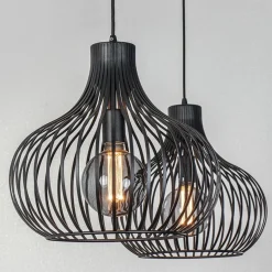 2-Lichts moderne hanglamp draad zwart><noscript><img width=