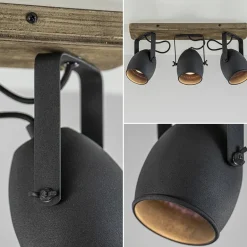 3-Lichts opbouwspot mat zwart met hout><noscript><img width=