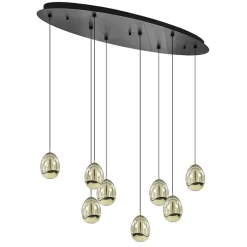 8-Lichts ovale hanglamp eggs zwart/goud>Straluma Online