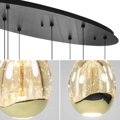 8-Lichts ovale hanglamp eggs zwart/goud><noscript><img width=