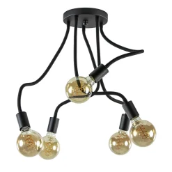5-Lichts plafondlamp mat zwart met flexibele armen>Straluma Discount