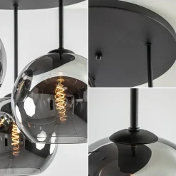 3-Lichts plafondlamp mat zwart met titanium glas><noscript><img width=