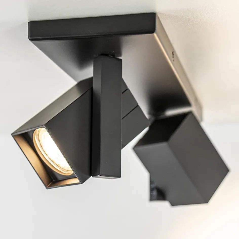 2-Lichts plafondlamp met vierkante spots mat zwart>Straluma Best