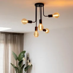 5-Lichts plafondlamp pendel mat zwart excl lichtbronnen><noscript><img width=