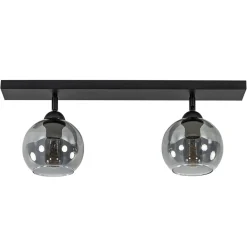 2-Lichts plafondlamp smoke glas met zwart>Straluma Sale