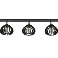 3-Lichts plafondlamp zwart met verstelbare houten kappen>Straluma New