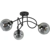 3-Lichts plafondlamp zwart met smoke glazen bollen>Straluma Discount