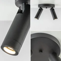 2-Lichts plafondspot mat zwart met gouden accent><noscript><img width=