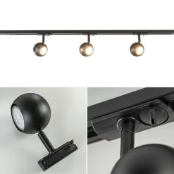3-Lichts railsysteem 1-fase met verstelbare ronde spots><noscript><img width=