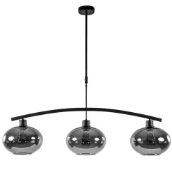 3-Lichts retro hanglamp zwart met smoke glas>Straluma