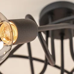 5-Lichts retro plafondlamp mat zwart><noscript><img width=