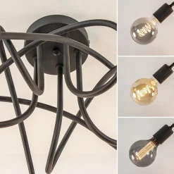 5-Lichts retro plafondlamp mat zwart><noscript><img width=