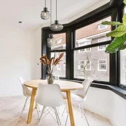 3-Lichts ronde eettafelhanglamp zwart met smoke glas><noscript><img width=