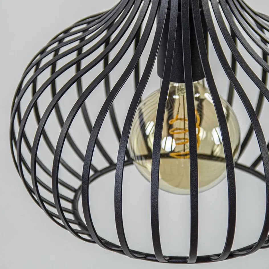 3-Lichts ronde hanglamp met zwarte draadkappen>Straluma Discount