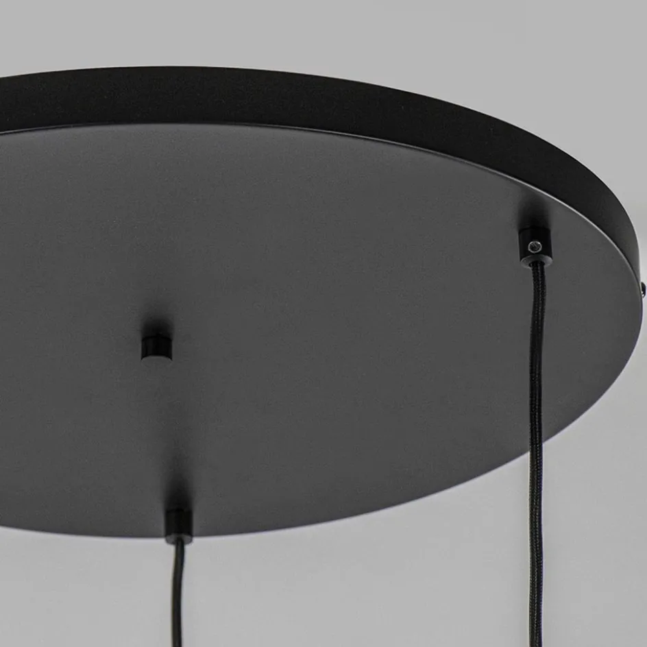 3-Lichts ronde hanglamp met zwarte draadkappen>Straluma Discount