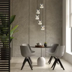 5-Lichts ronde hanglamp zwart met titanium/helder glas><noscript><img width=