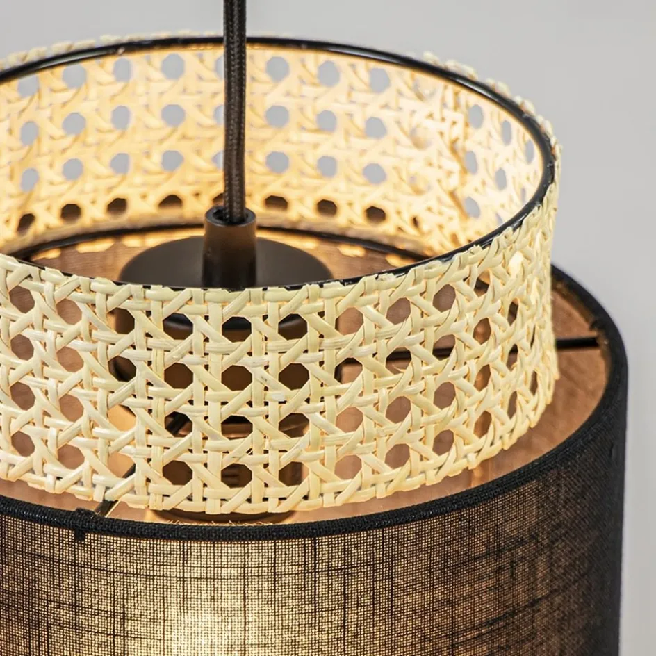 3-Lichts ronde hanglamp zwart met webbing>Straluma