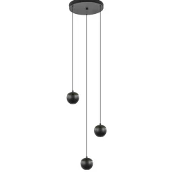 3-Lichts ronde LED hanglamp bollen zwart met goud>Straluma Outlet