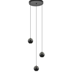3-Lichts ronde LED hanglamp bollen zwart met goud>Straluma Outlet
