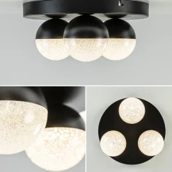 3-Lichts ronde LED plafondlamp zwart 3-standen dimbaar><noscript><img width=