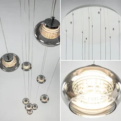 10-Lichts videlamp chroom/smoke glas inclusief dimbaar LED><noscript><img width=