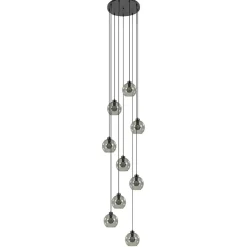 9-Lichts videlamp zwart met smoke glazen kappen>Straluma Discount