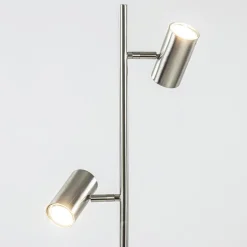 2-Lichts vloerlamp nikkel met dimbare spots><noscript><img width=